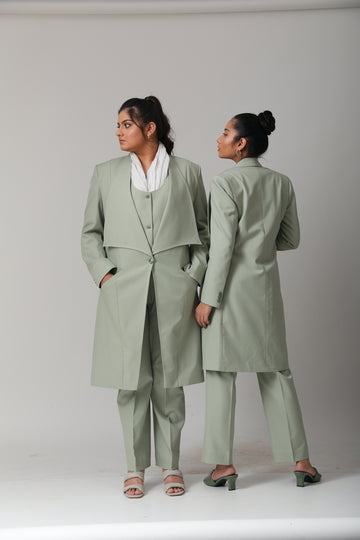 Women's Classic Sage Green Three Piece Suit